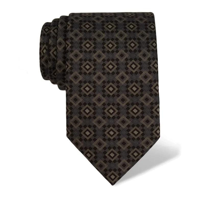 Kravata CROATA Tematski  Kvadrati Siva  Svila 100%  