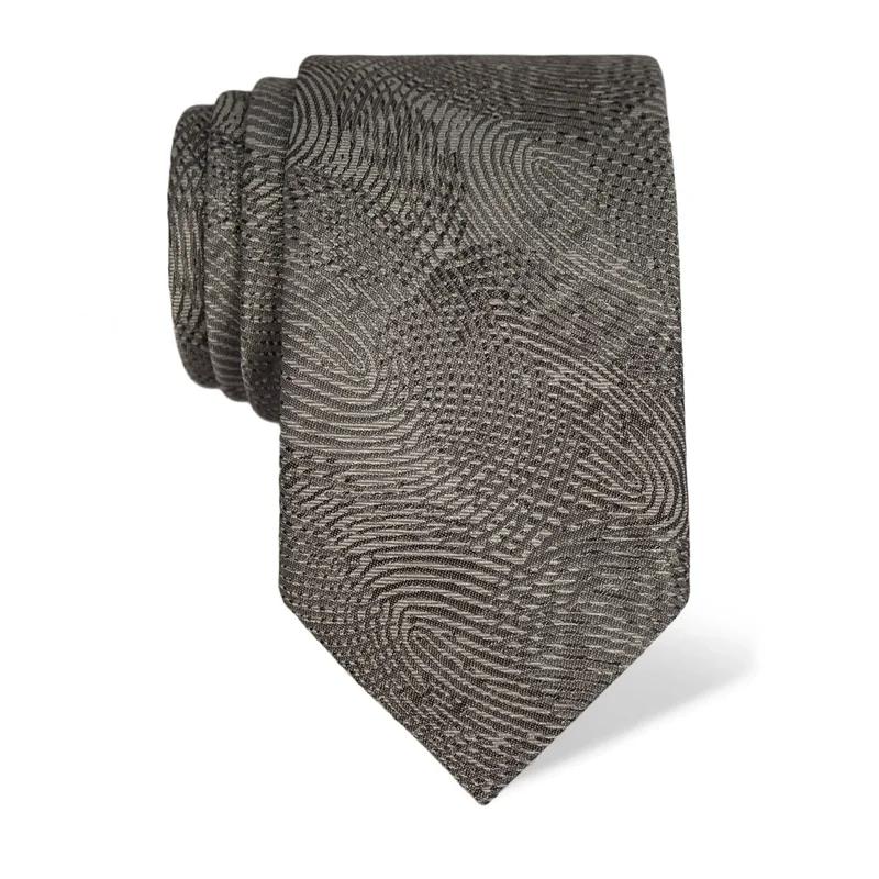 Kravata CROATA Tematski Velika Vučetićevi otisci Svijetlo siva  Svila 100%  