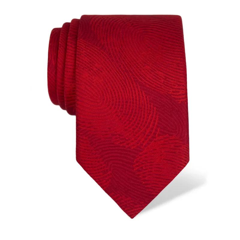 Kravata CROATA Tematski Velika Vučetićevi otisci Crvena  Svila 100%  