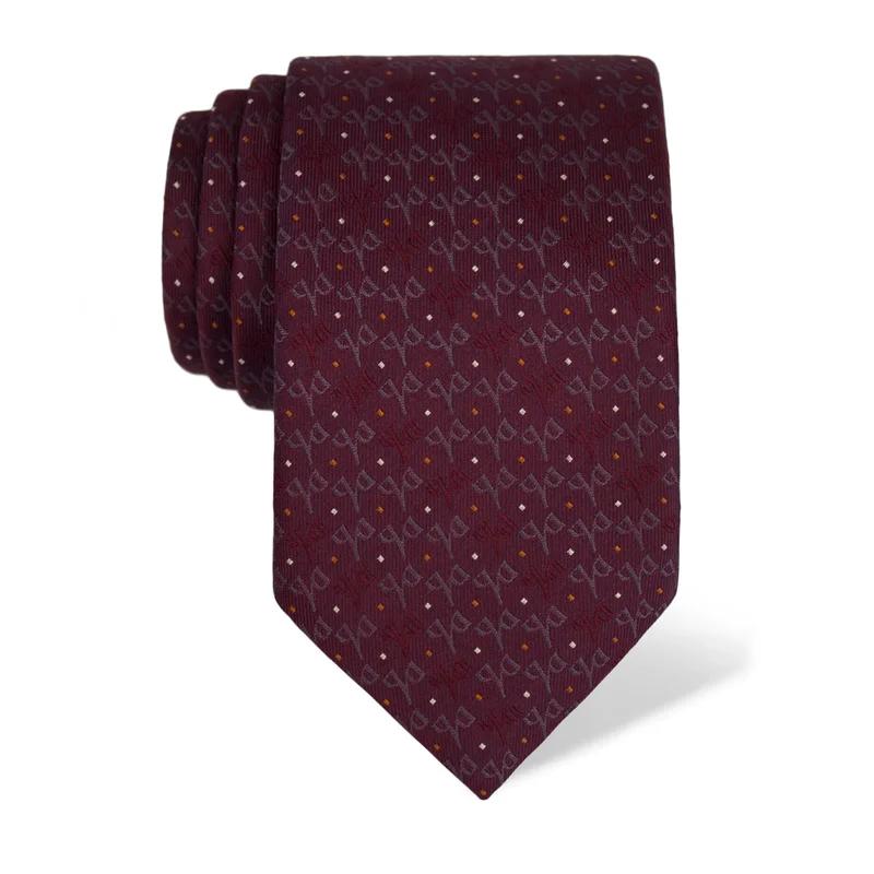 Kravata CROATA Tematski Velika Glagoljica Bordo  Svila 100%  
