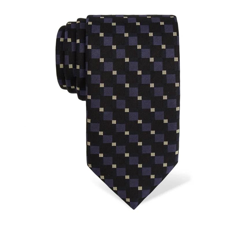 Kravata CROATA Tematski  Kvadrati Tamno plava  Svila 100%  