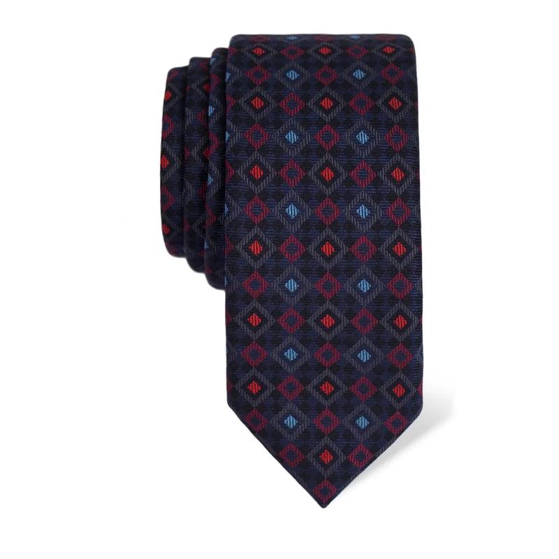 Kravata CROATA Tematski  Kvadrati Tamno plava  Svila 100%  