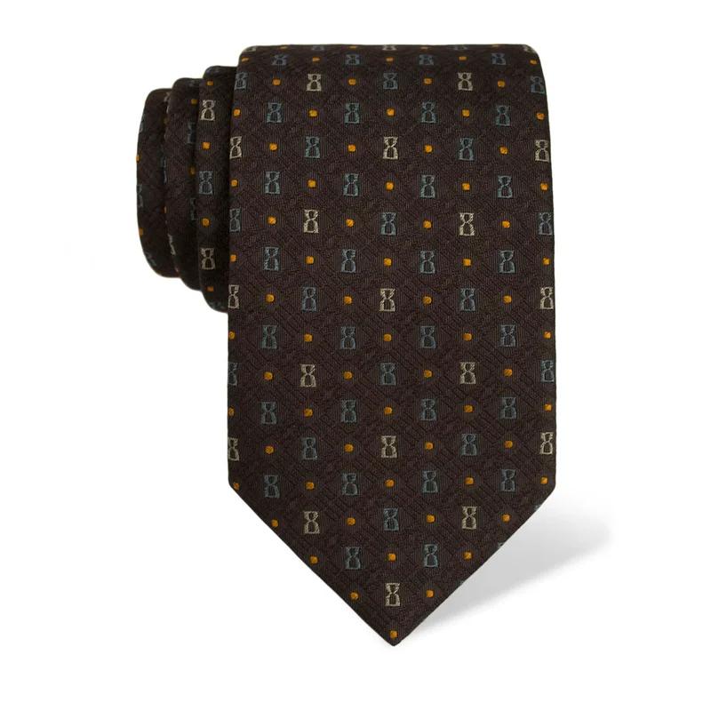 Kravata CROATA Tematski  Glagoljica Smeđa  Svila 100%  