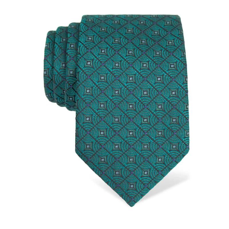 Kravata CROATA Brijuni Klasični  Krugovi Zelena  Svila 100%  