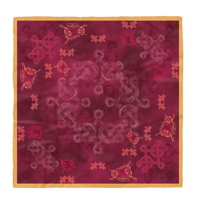 Rubac CROATA Brijuni Tematski  Pleter i glagoljica Bordo  Svila 100%  