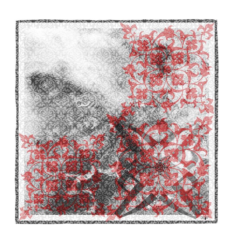 Rubac CROATA Dubrovnik Tematski Rubac, tematski Glagoljica Siva  Vuna 48%, Svila 35%, Kašmir 17%  