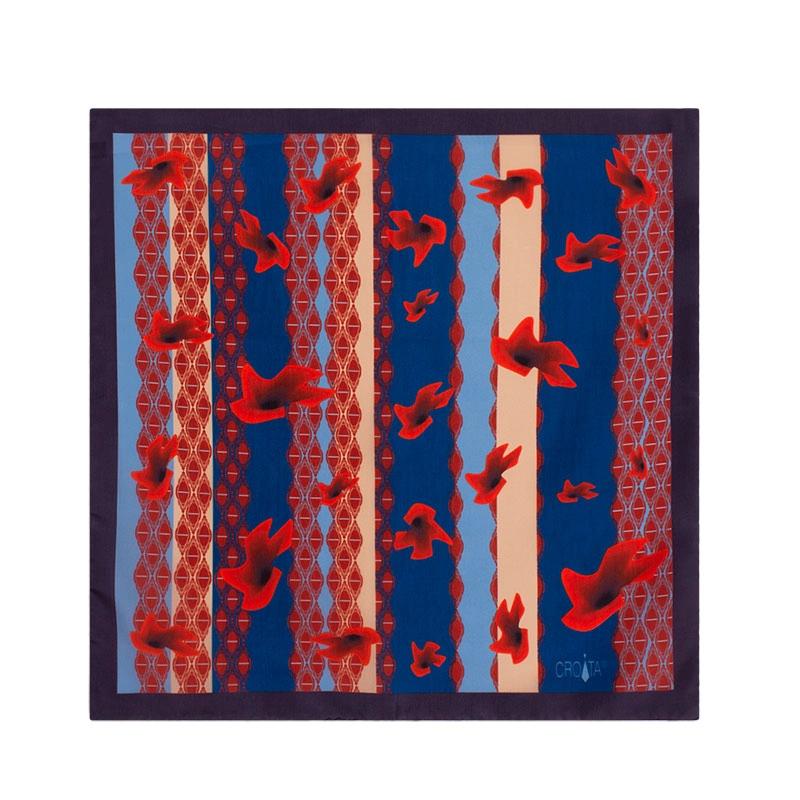 Mali rubac CROATA Klasični Rubac, klasičan Flora i Fauna Plava  Svila 100%  