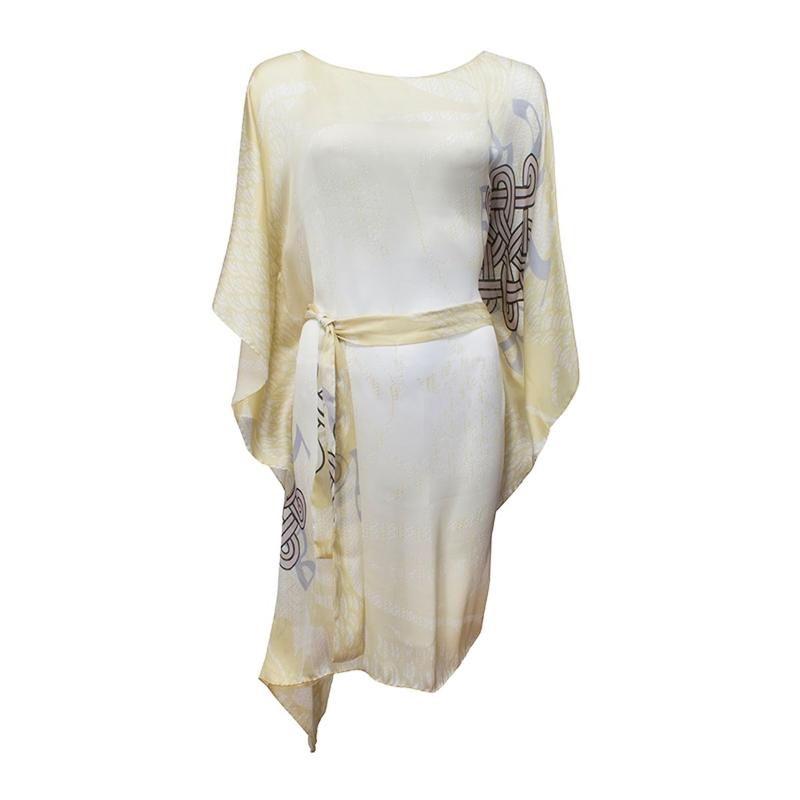 Kaftan CROATA Dubrovnik Tematski Poludugi Pleter i glagoljica Šampanj  Svila 100%  