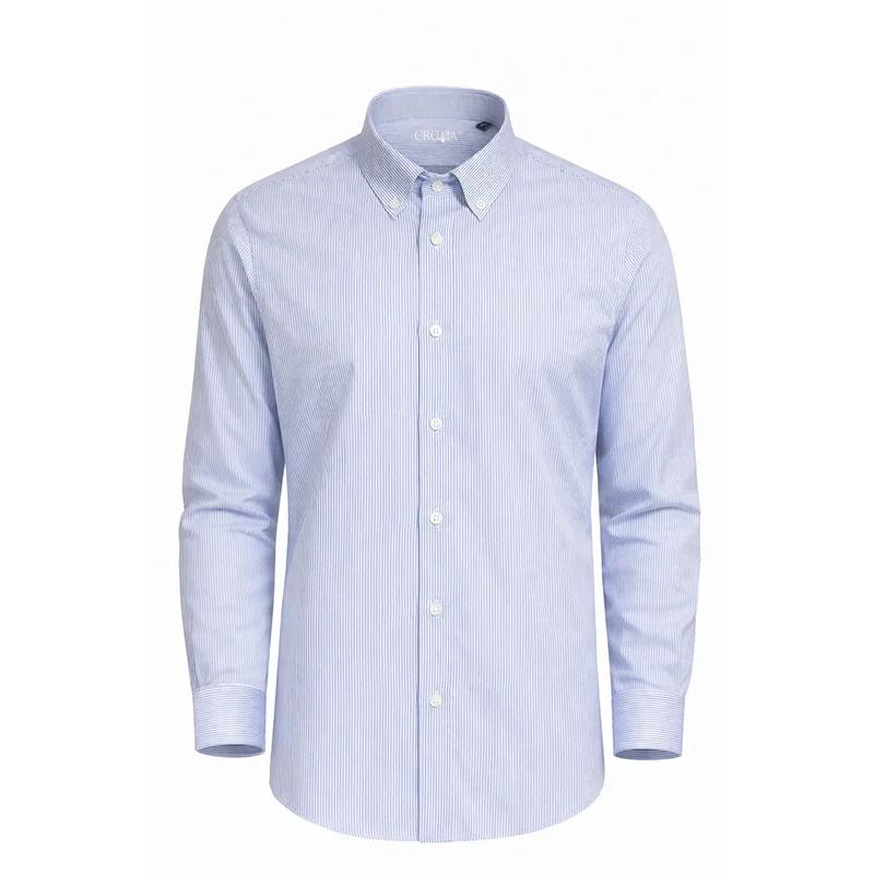 Košulja CROATA Brijuni NG Klasični Blago strukirani Crte Plava  Pamuk 100 %  Dugi rukav