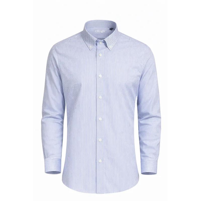 Košulja CROATA Brijuni NG Klasični Uski Crte Plava  Pamuk 100 %  Dugi rukav