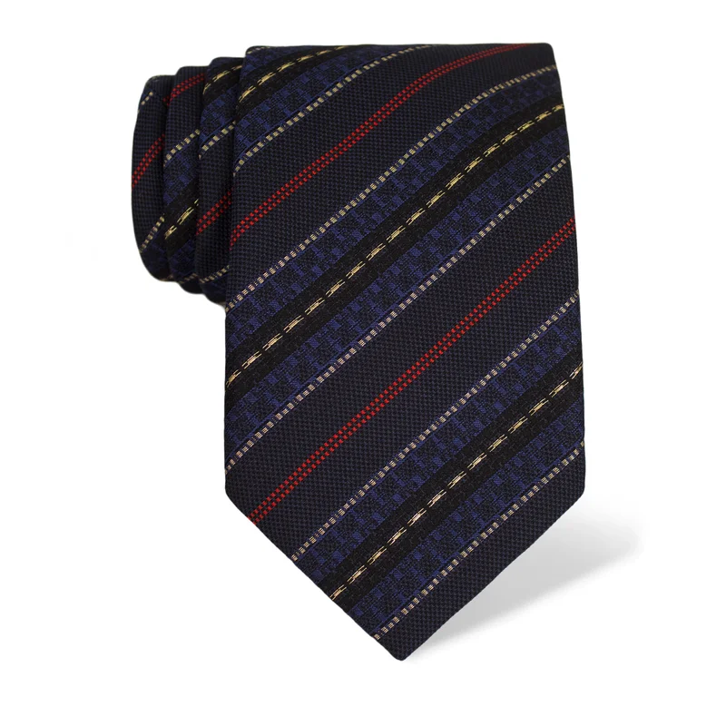 Kravata CROATA AuHRum Tematski  Glagoljica Tamno plava  Svila 95%, Metalizirano vl. (zlato)5%  