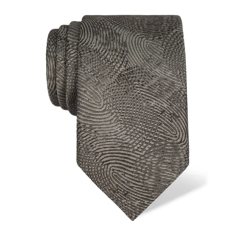 Kravata CROATA Tematski Velika Vučetićevi otisci Svijetlo siva  Svila 100%  