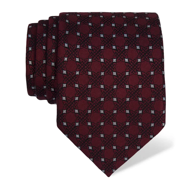 Kravata CROATA Tematski Velika Pleter Bordo  Svila 100%  