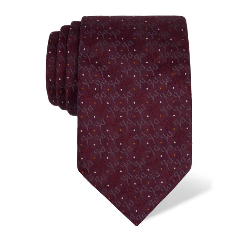 Kravata CROATA Tematski Velika Glagoljica Bordo  Svila 100%  
