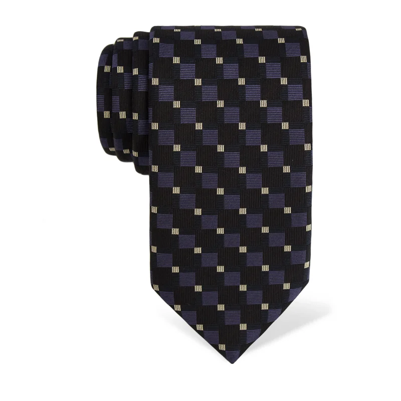 Kravata CROATA Tematski  Kvadrati Tamno plava  Svila 100%  