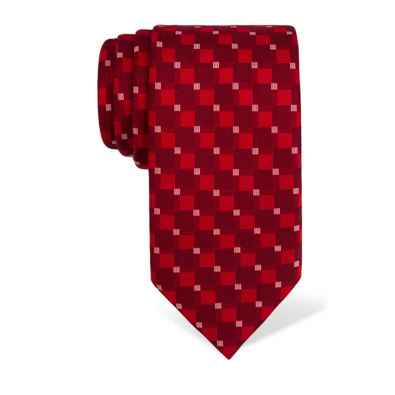 Kravata CROATA Tematski  Kvadrati Crvena  Svila 100%  