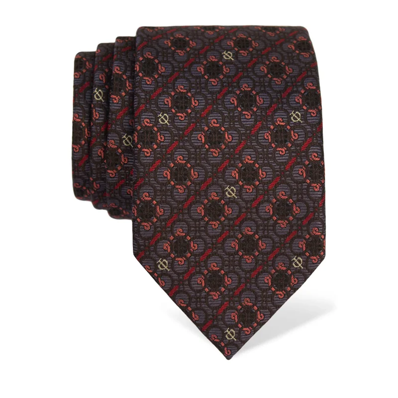 Kravata CROATA Tematski  Pleter i glagoljica Ljubičasta  Svila 100%  