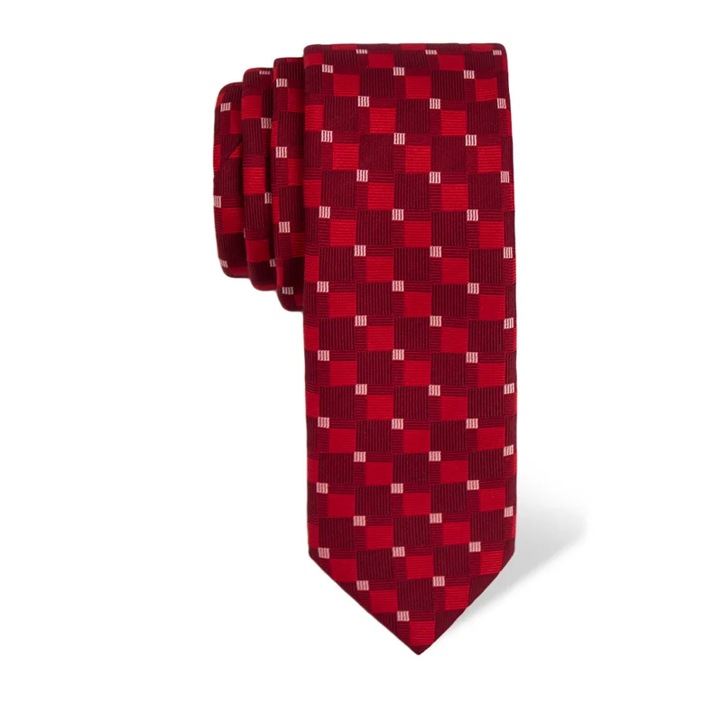 Kravata CROATA Tematski  Kvadrati Crvena  Svila 100%  