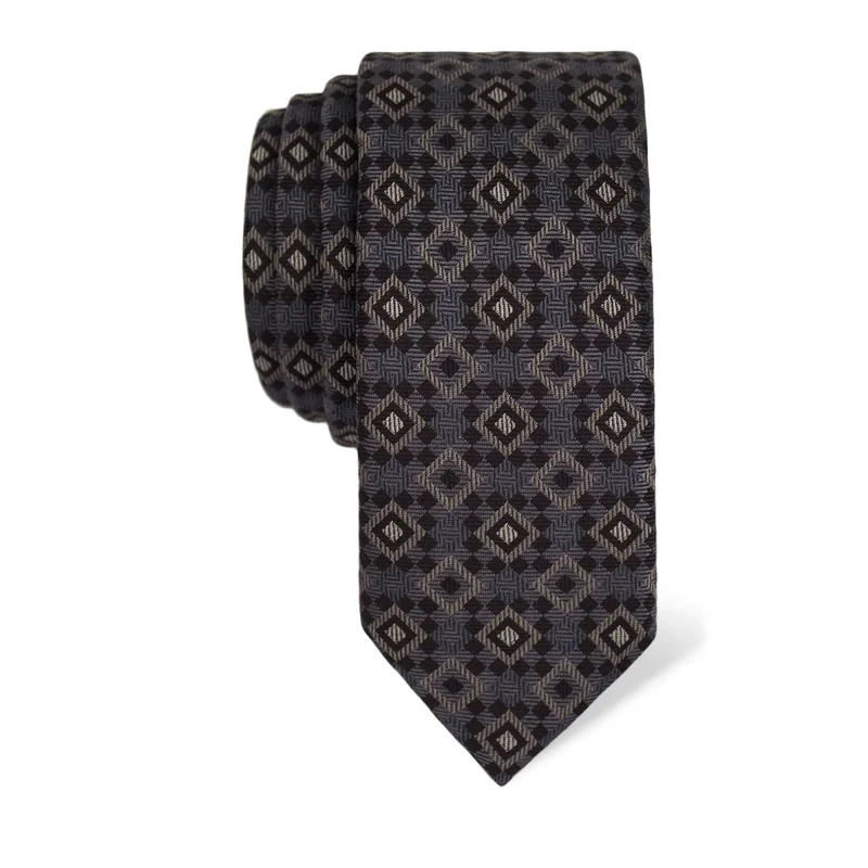 Kravata CROATA Tematski  Kvadrati Siva  Svila 100%  