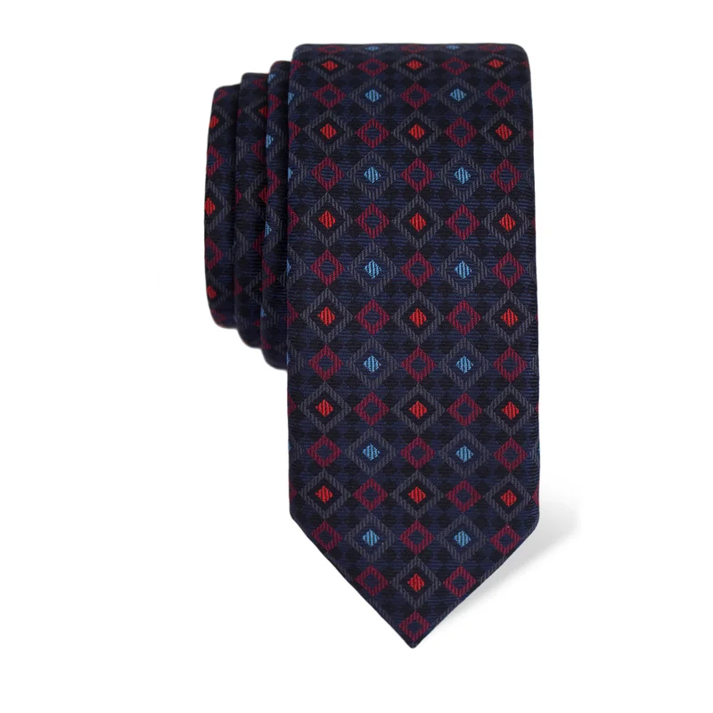 Kravata CROATA Tematski  Kvadrati Tamno plava  Svila 100%  