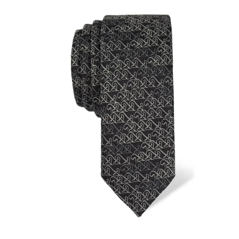 Kravata CROATA Tematski  Secesija Crna  Svila 100%  