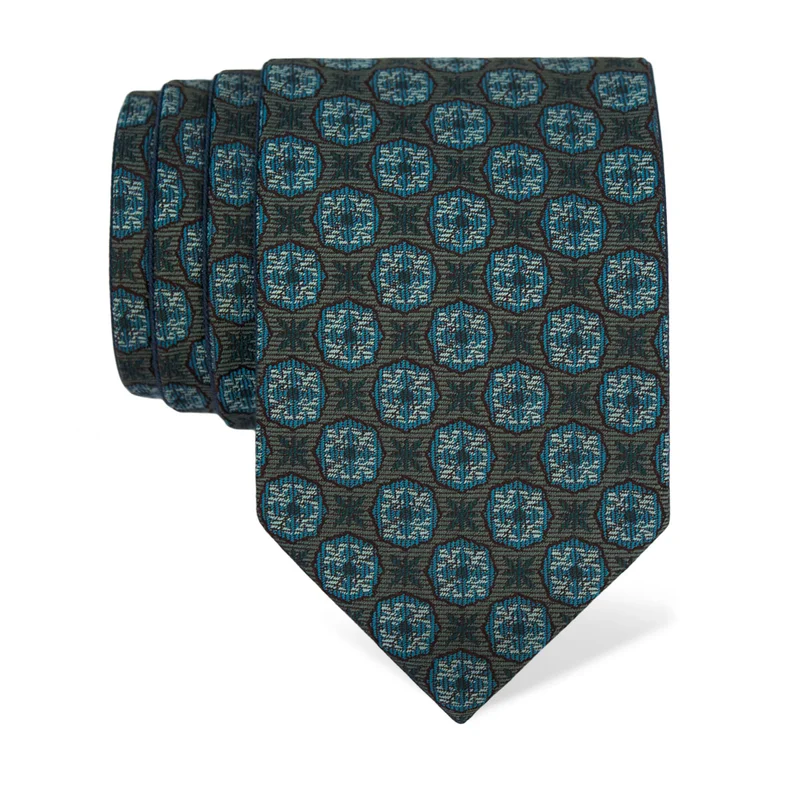 Kravata CROATA Tematski S dva lica Narodni vez Zelena  Svila 100%  