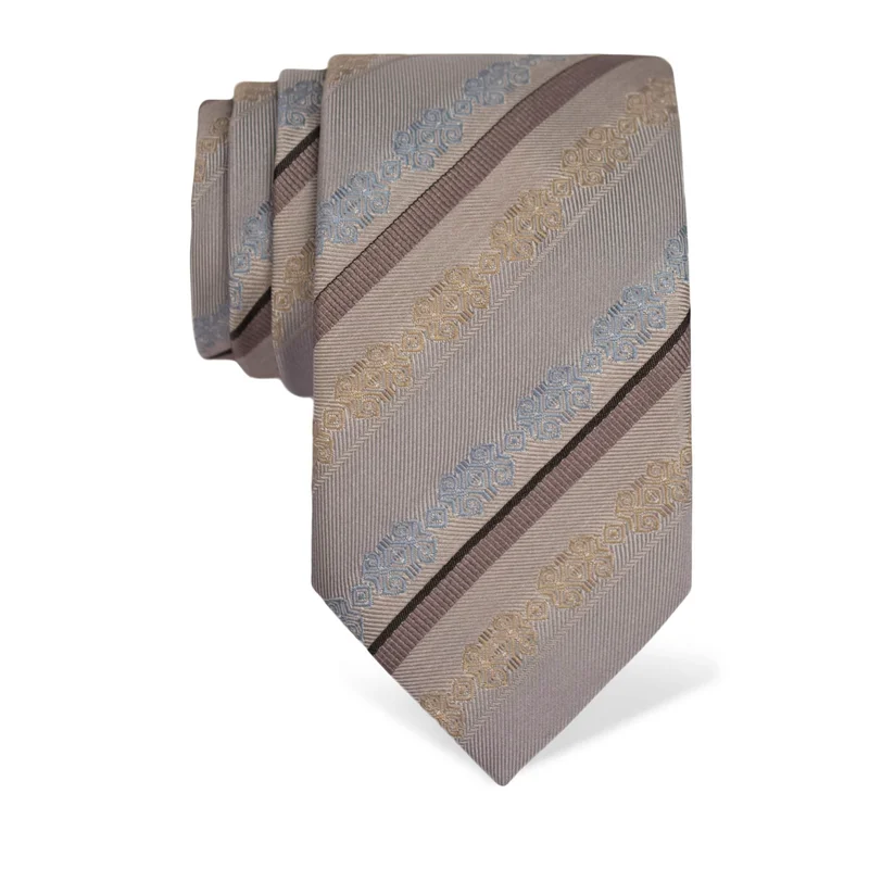 Kravata CROATA Brijuni Tematski  Narodni vez Bež  Svila 100%  