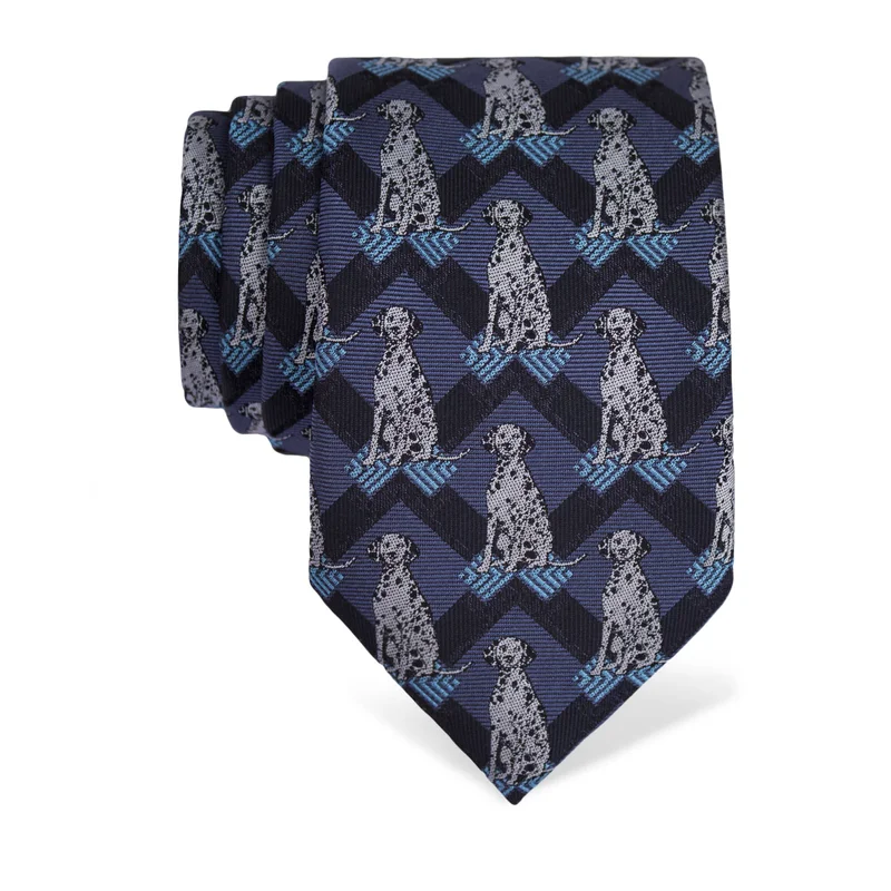 Kravata CROATA Tematski  Dalmatiner Tamno plava  Svila 100%  