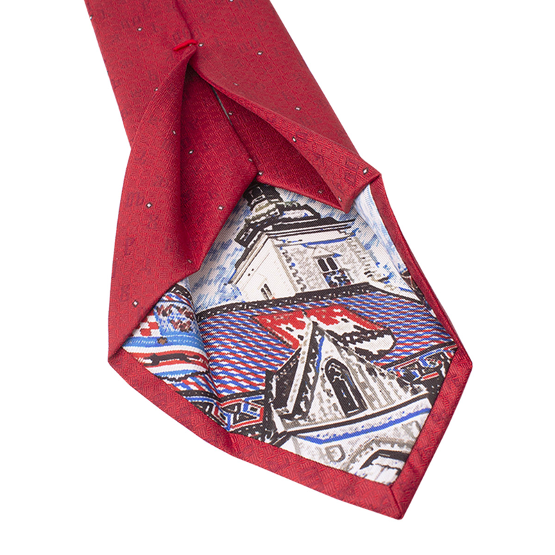 Kravata CROATA Dubrovnik Tematski  Glagoljica Crvena  Svila 100%  