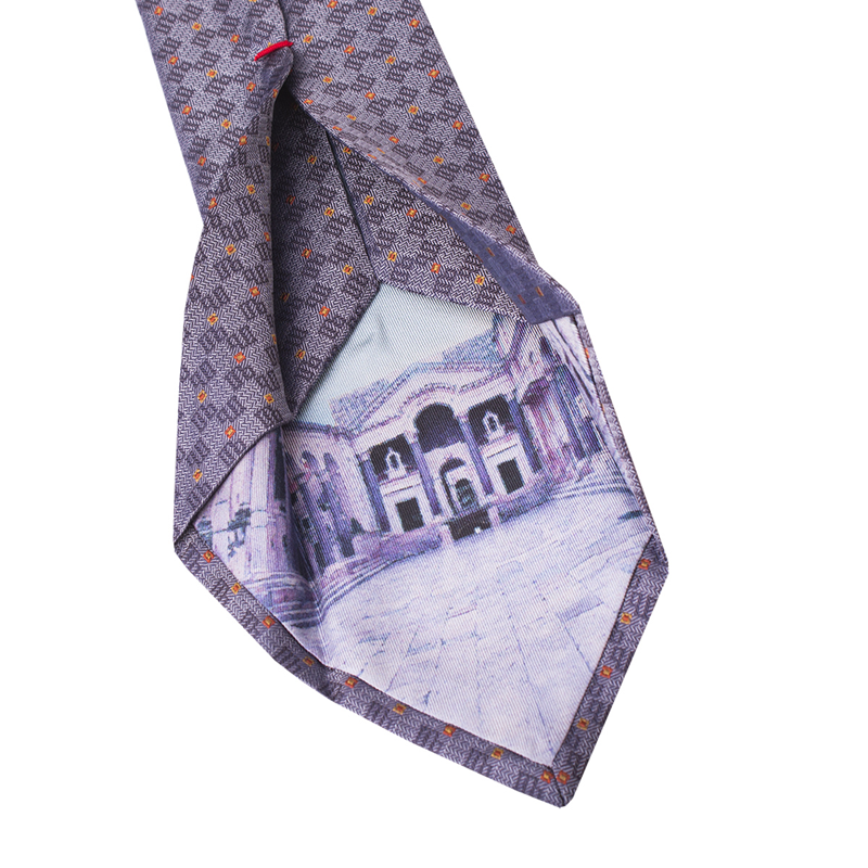 Kravata CROATA Dubrovnik Tematski  Glagoljica Siva  Svila 100%  