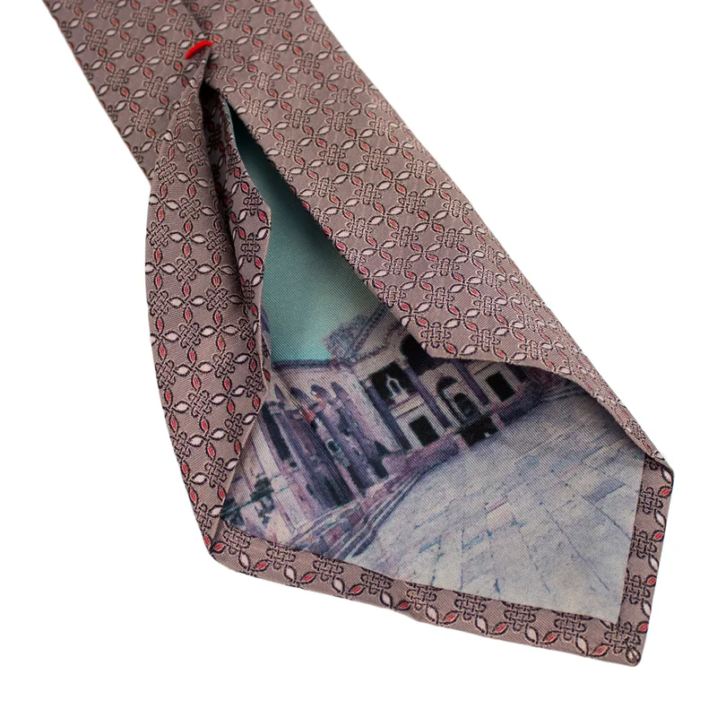 Kravata CROATA Dubrovnik Tematski Limitirana serija Pleter Roza  Svila 100%  