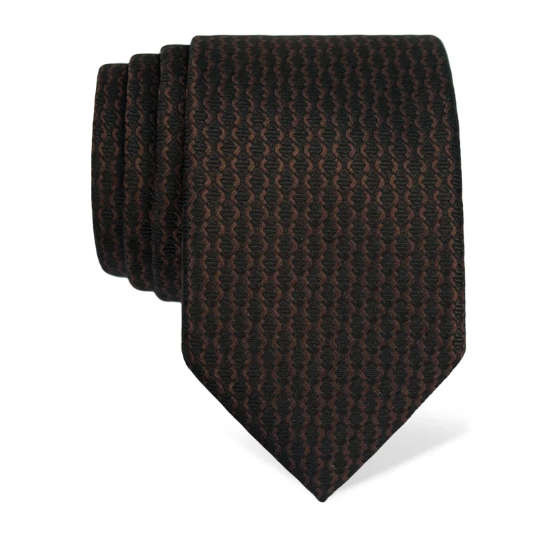 Kravata CROATA Klasični  Sitni uzorak Tamno smeđe  Svila 100%  