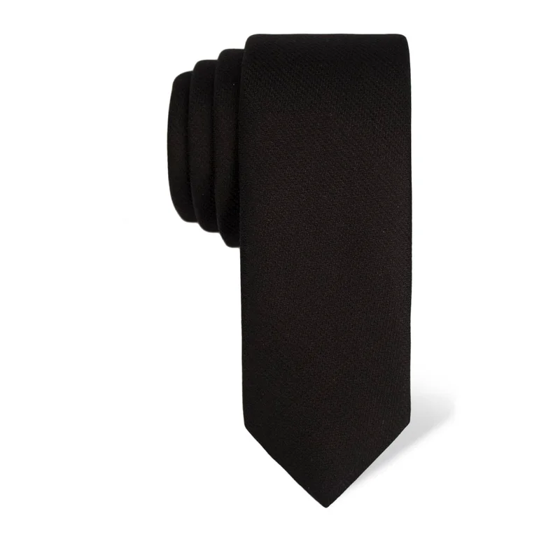 Kravata CROATA Klasični  Jednobojni teksturirani Crna  Svila 100%  