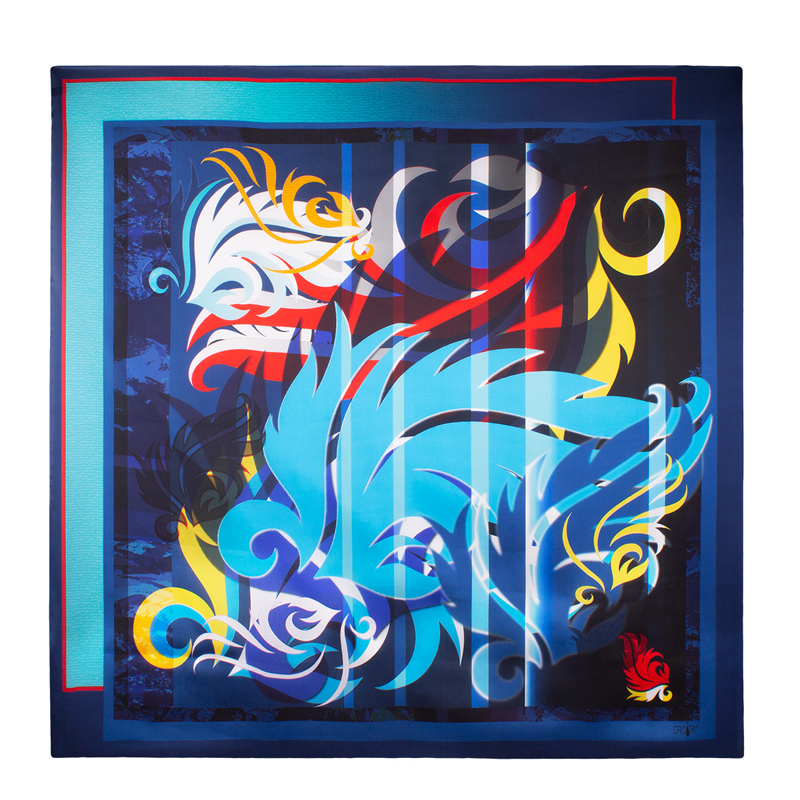 Rubac CROATA Brijuni Klasični  Flora i Fauna Tamno plava  Svila 100%  