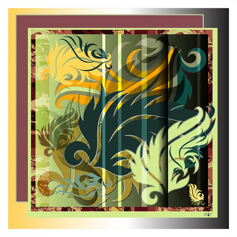 Rubac CROATA Brijuni Klasični  Flora i Fauna Zelena  Svila 100%  