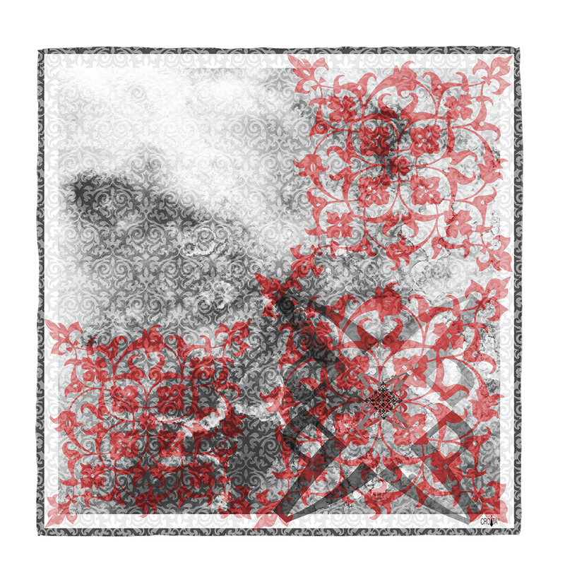 Rubac CROATA Dubrovnik Tematski Rubac, tematski Glagoljica Siva  Vuna 48%, Svila 35%, Kašmir 17%  