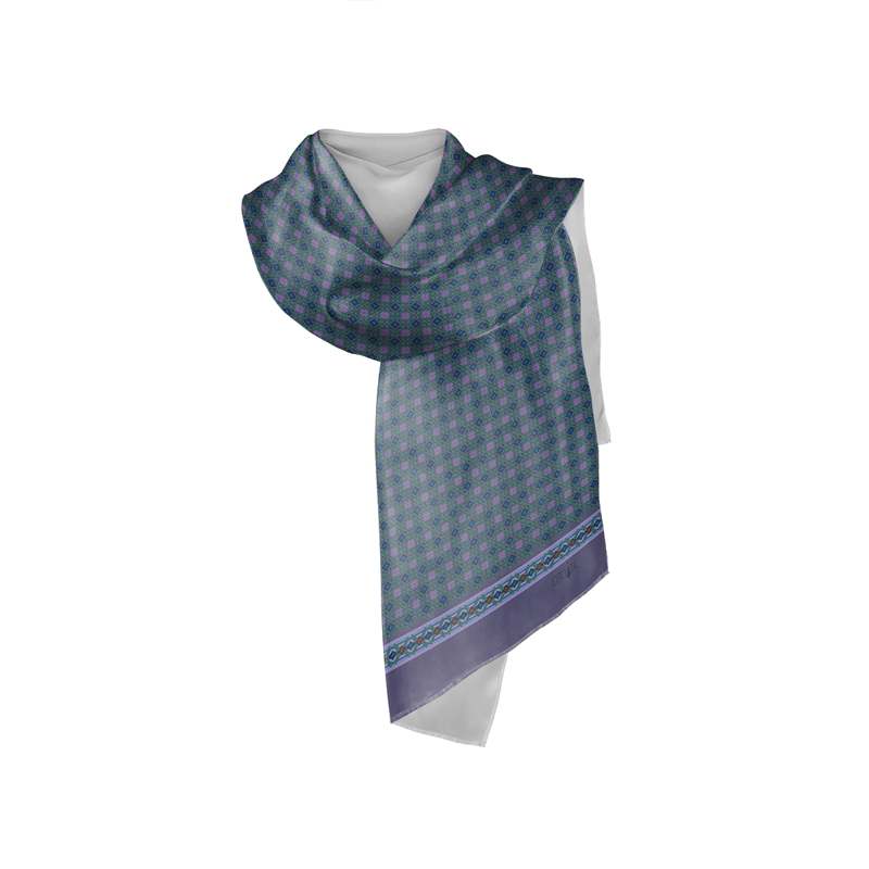 Šal CROATA Tematski Šal, tematski Pleter i glagoljica Ljubičasta  Svila 100%  
