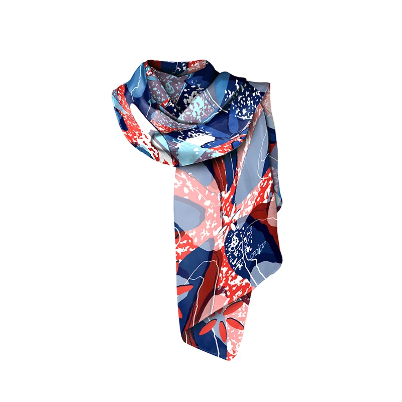 Šal CROATA Tematski  Slivnik Plava  Svila 100%  