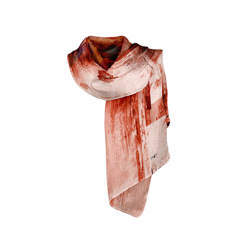 Šal CROATA Brijuni Tematski Limitirana serija Čipka Konjak  Svila 100%  