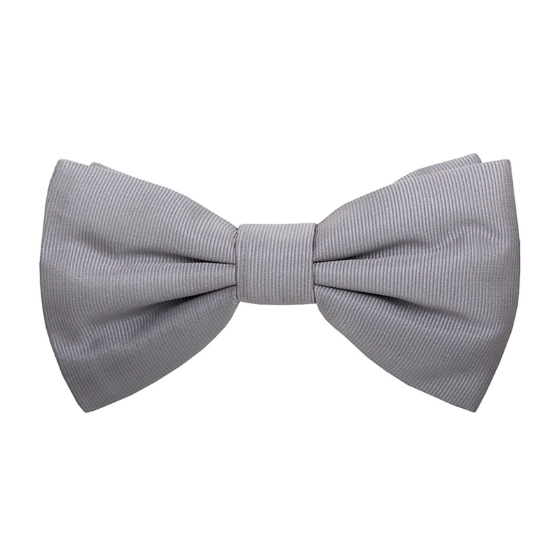 Leptir kravata CROATA Klasični  Jednobojni teksturirani Svijetlo siva  Svila 100%  