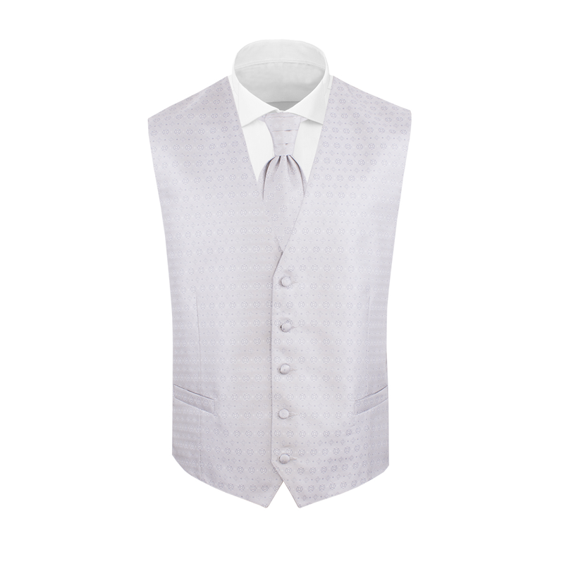 Prsluk i svečana kravata CROATA Festum Tematski Komplet 2 proizvoda Pleter Svijetlo siva  Svila 100%  