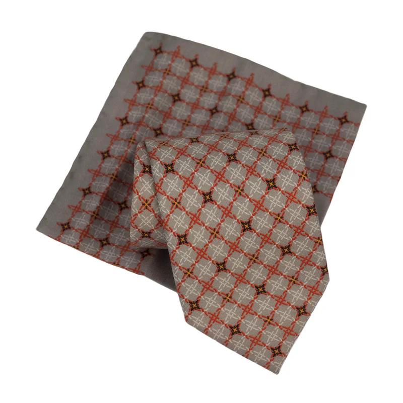 Kravata i rupčić CROATA Klasični Komplet 2 proizvoda Razno Siva  Svila 100%  