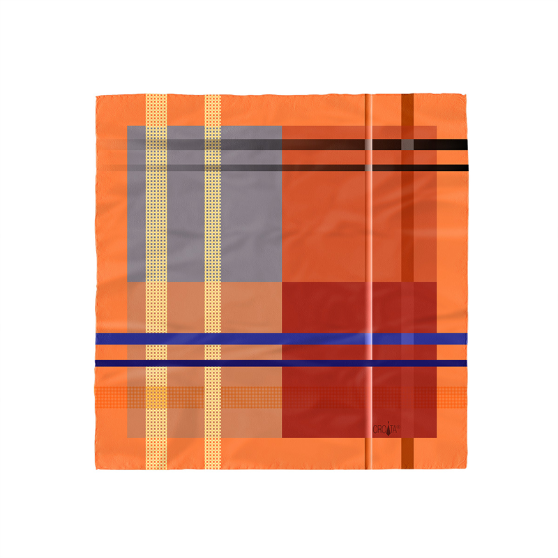 Mali rubac CROATA Klasični Rubac, klasičan Kvadrati Narančasta  Svila 100%  