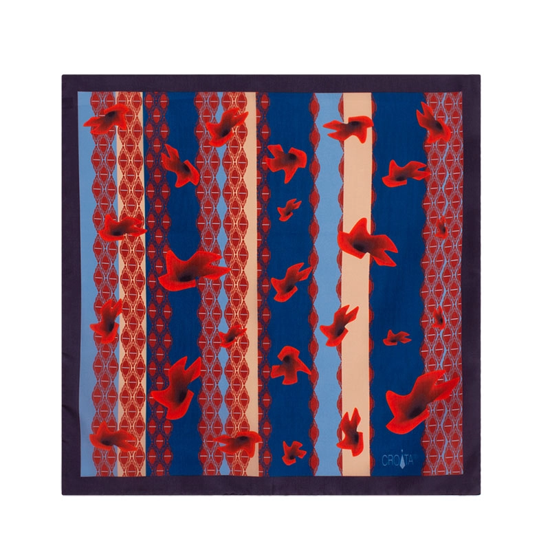 Mali rubac CROATA Klasični Rubac, klasičan Flora i Fauna Plava  Svila 100%  