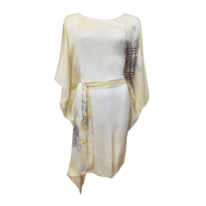 Kaftan CROATA Dubrovnik Tematski Poludugi Pleter i glagoljica Šampanj  Svila 100%  