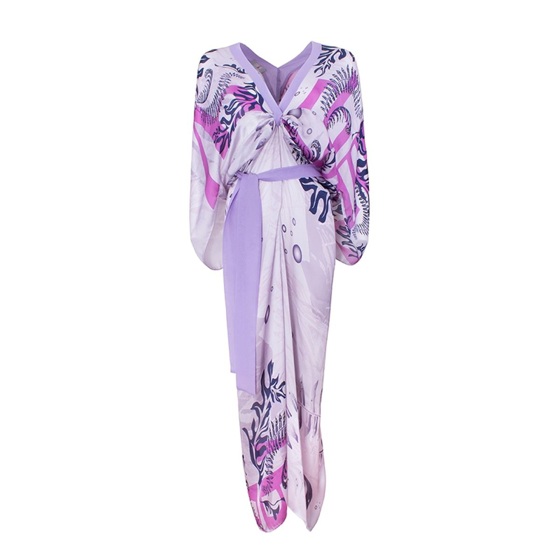 Kaftan CROATA Dubrovnik Tematski Dugi Glagoljica Lila  Svila 100%  
