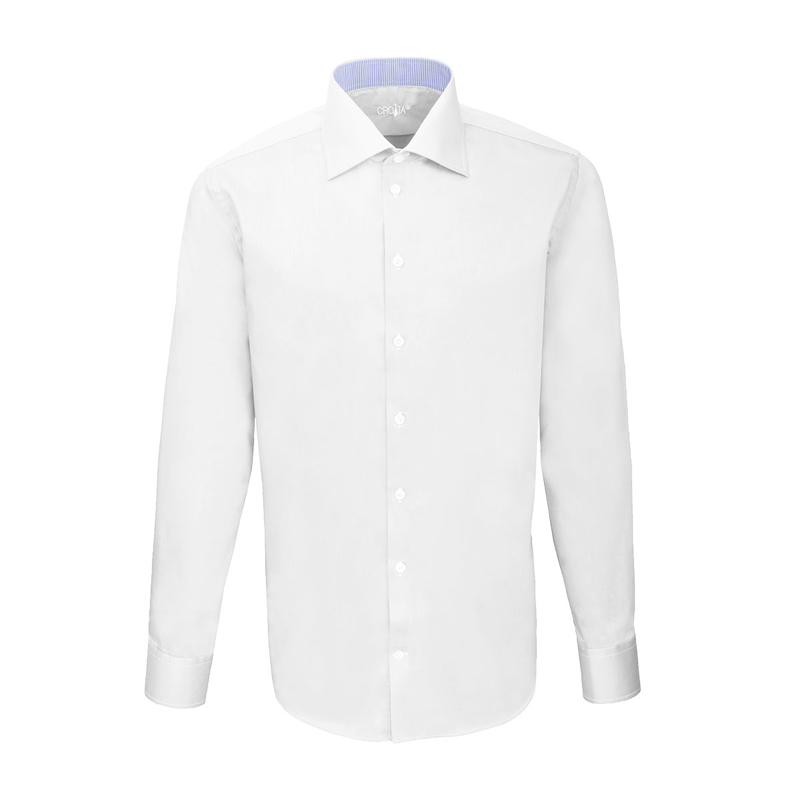 Košulja CROATA  Trend Klasični Blago strukirani Jednobojni teksturirani Bijela  Pamuk 100 %  Dugi rukav