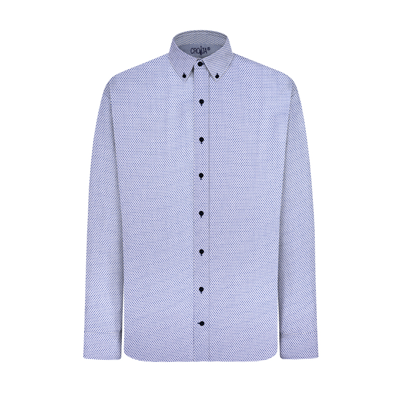Košulja CROATA  Trend Klasični Uski Sitni uzorak Bijela  Pamuk 100 %  Dugi rukav