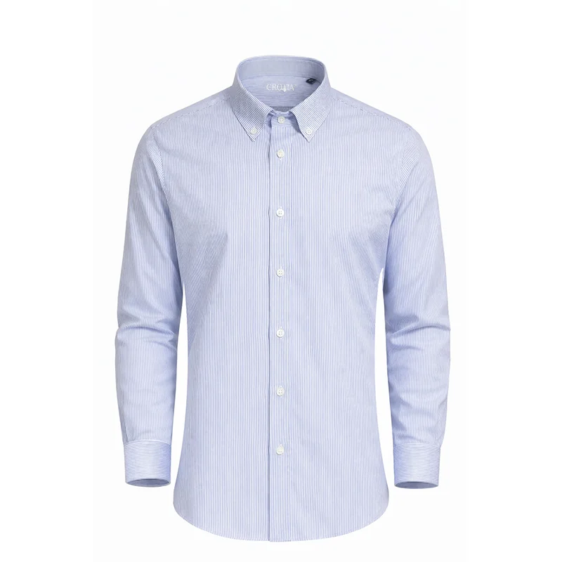 Košulja CROATA Brijuni NG Klasični Uski Crte Plava  Pamuk 100 %  Dugi rukav
