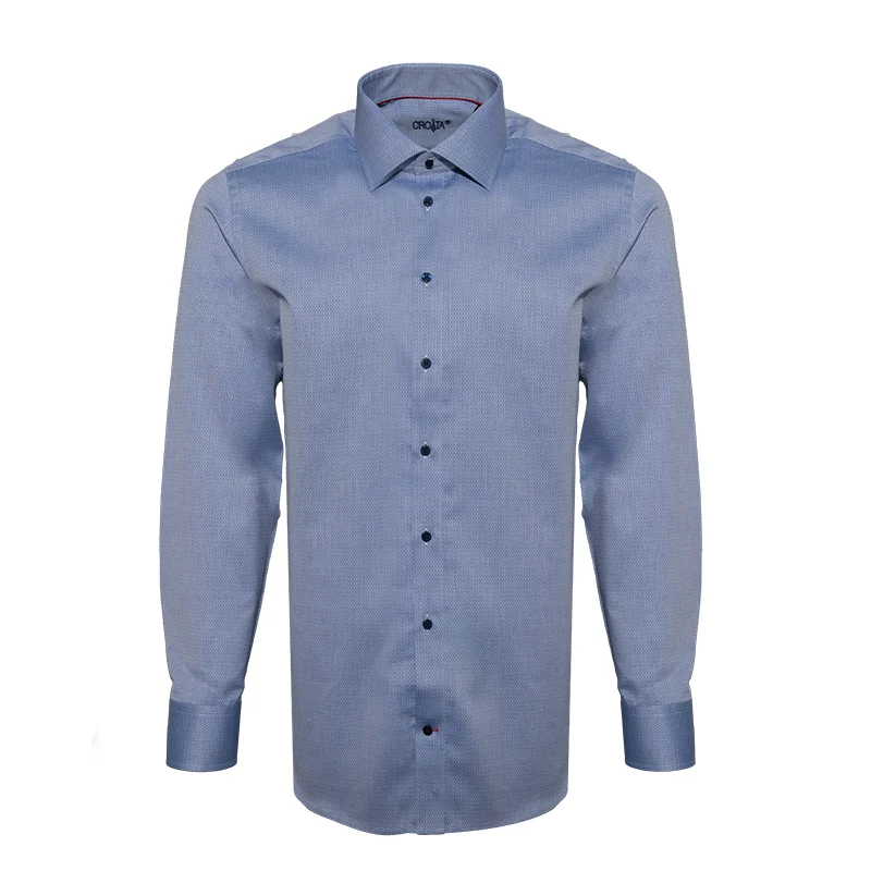 Košulja CROATA Brijuni Klasični Uski Sitni uzorak Tamno plava  Pamuk 100 %  Dugi rukav